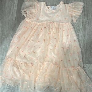 Stella McCartney Kids Peach Heart Embroidered Tulle Dress